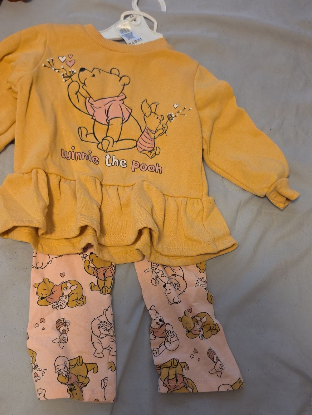 Disney Winnie the Pooh Yellow Top and Pink Pants Matching Set
